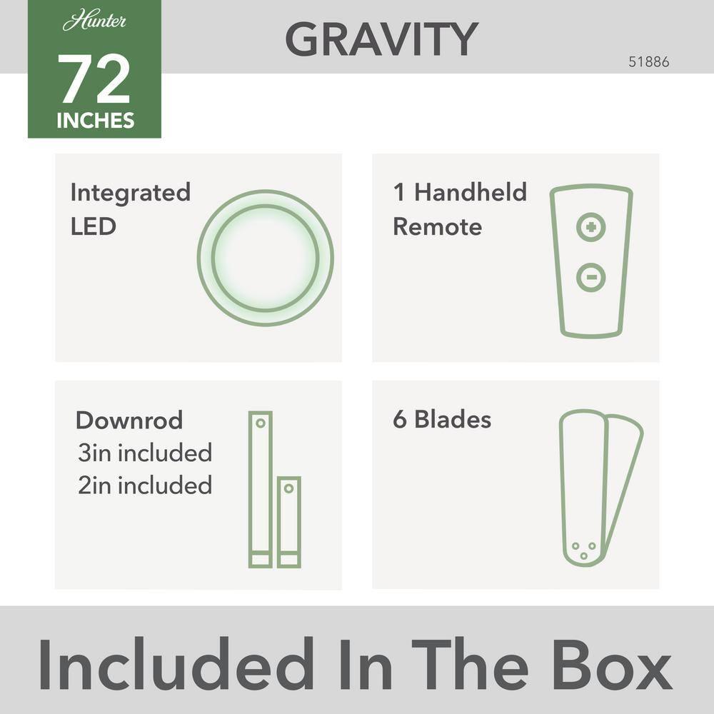 Gravity 6 - Blade Ceiling Fan with LED Light Kit and Handheld Remote and Wifi Smart Fan
