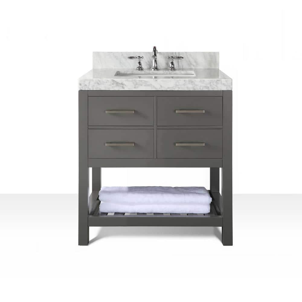 Carrie 36'' Single Bathroom Vanity with Carrara Marble Top
