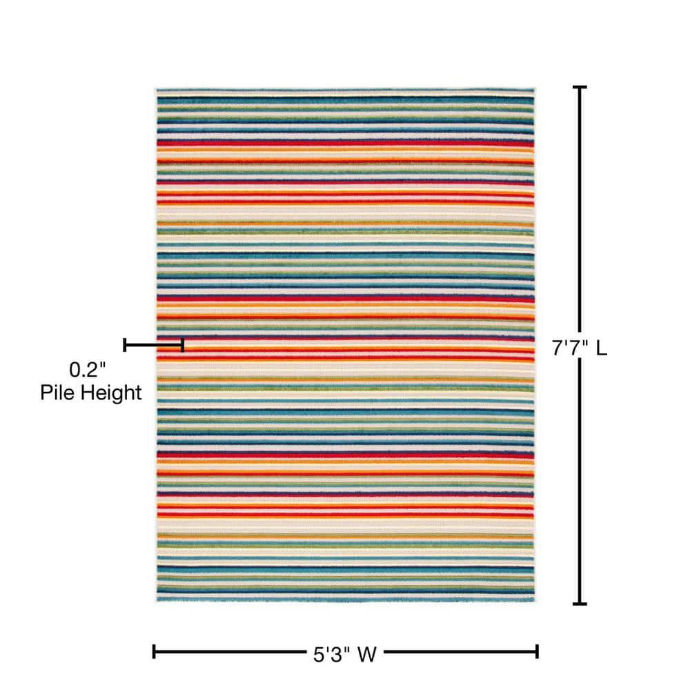 Cabana CBN323 Loomed Indoor Area Rug - Ivory/Green - 5'3"x7'6" - Safavieh
