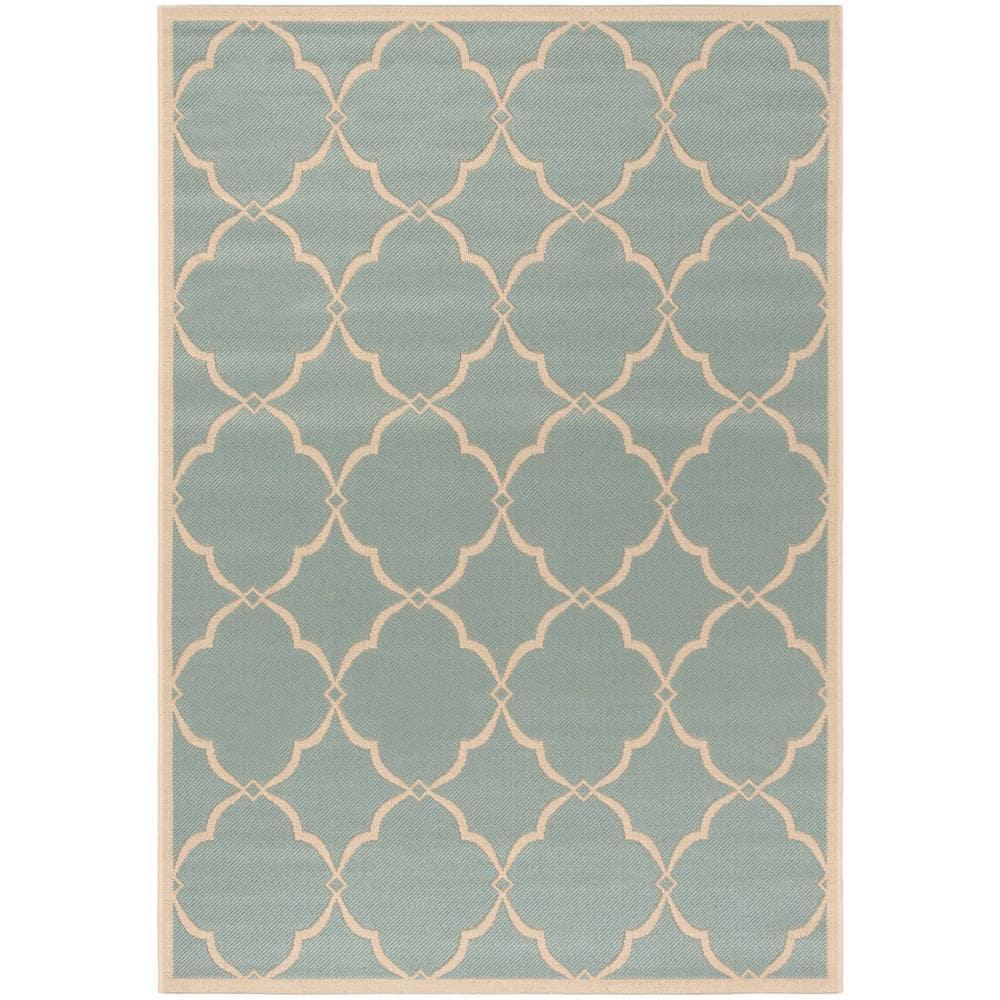 SAFAVIEH Beach House Nick Indoor/Outdoor Area Rug Aqua/Cream, 5'3" x 7'6"