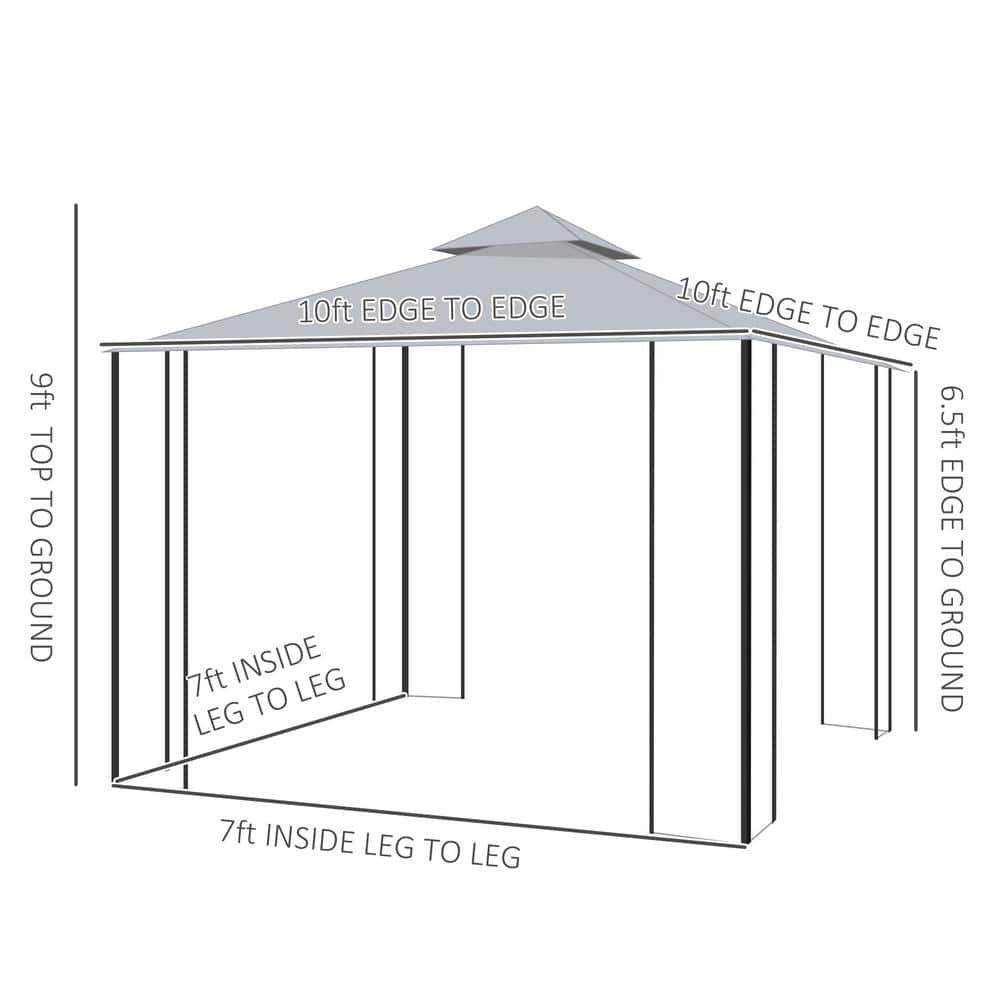 CoSoTower 10' X 10' Patio Gazebo with Corner Frame Shelves, Double Roof Outdoor Gazebo Canopy Shelter with Netting, for Patio, Wedding, Catering & Events, Gray