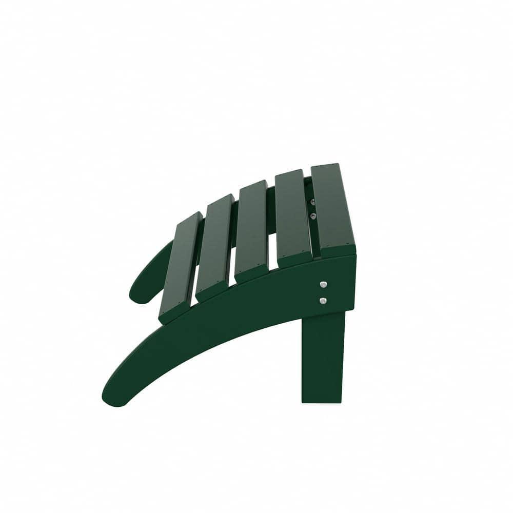 Polytrends  Laguna Hdpe All Weather Outdoor Patio Foldable Ottoman Dark Green