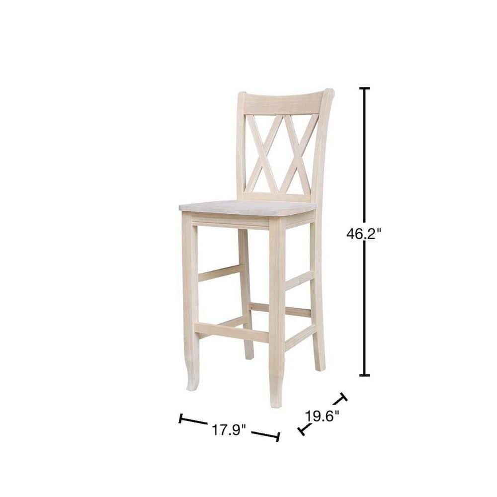 International Concepts 30" Double X Back Counter Height Barstool Unfinished: Solid Wood, Armless