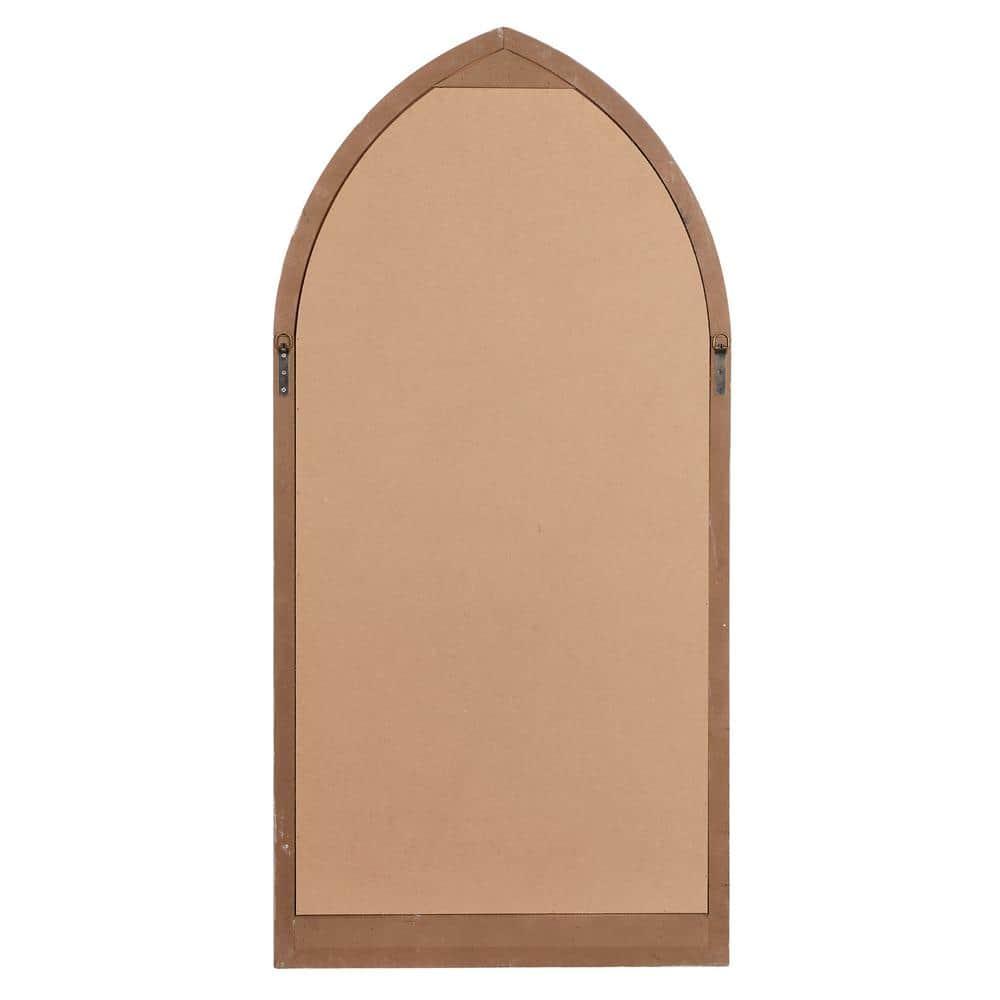 DecMode 26" x 35" Brown Arched Distressed Window Pane Wall Mirror