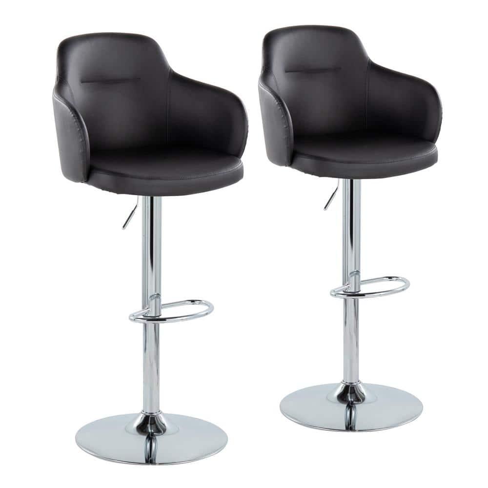 LumiSource Boyne Swivel Upholstered Adjustable Height Counter Stool with Metal Frame (Set of 2)