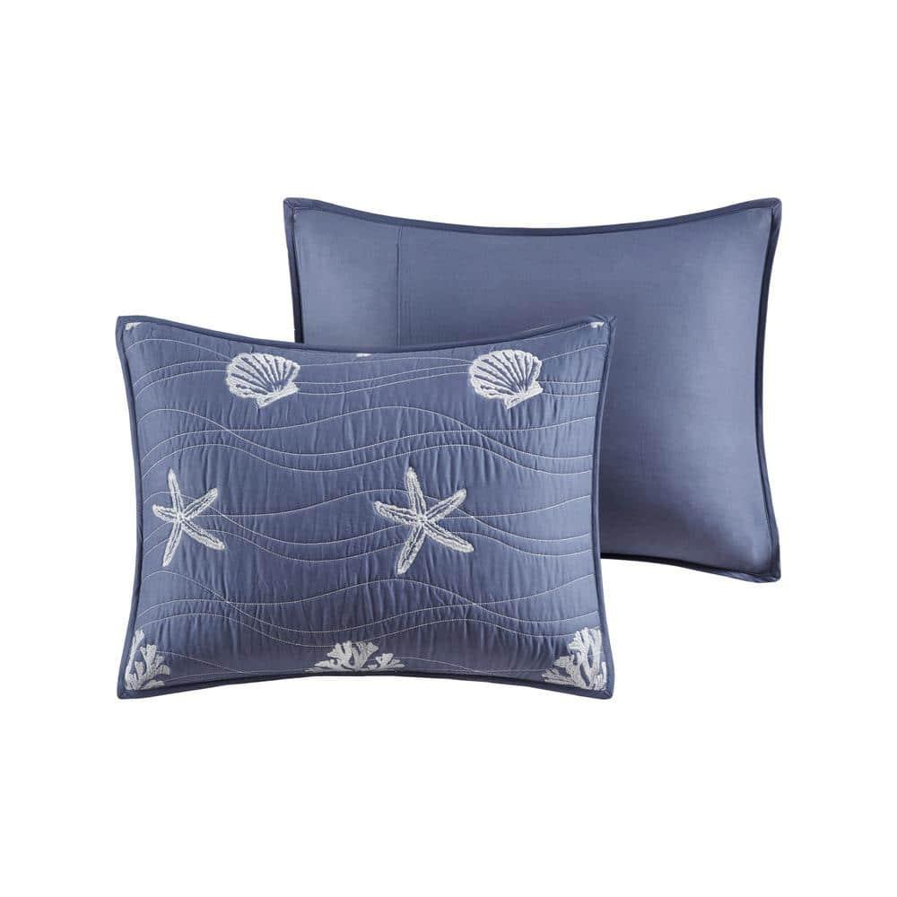 Harbor House Seaside 4 Piece Cotton Reversible Embroidered Quilt Set