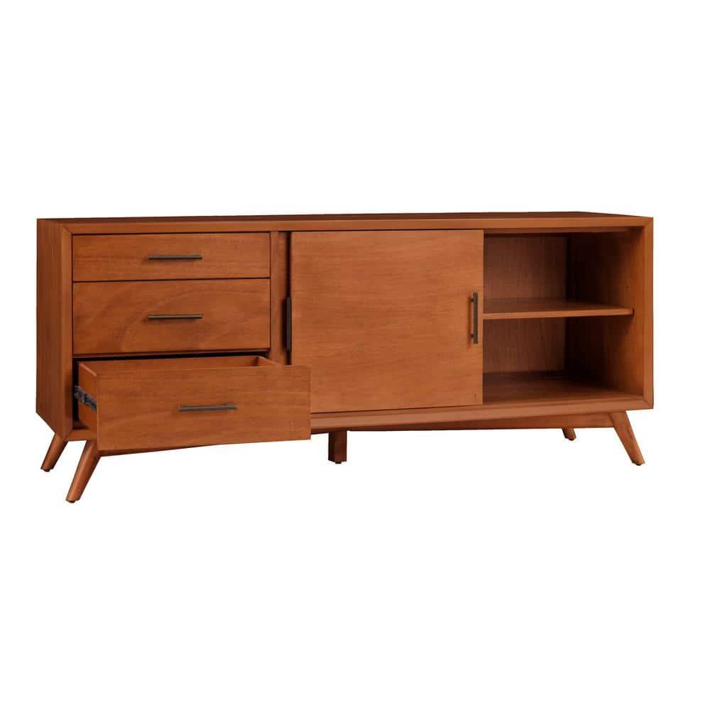 Alpine Furniture Flynn Large Wood TV Console in Acorn Brown