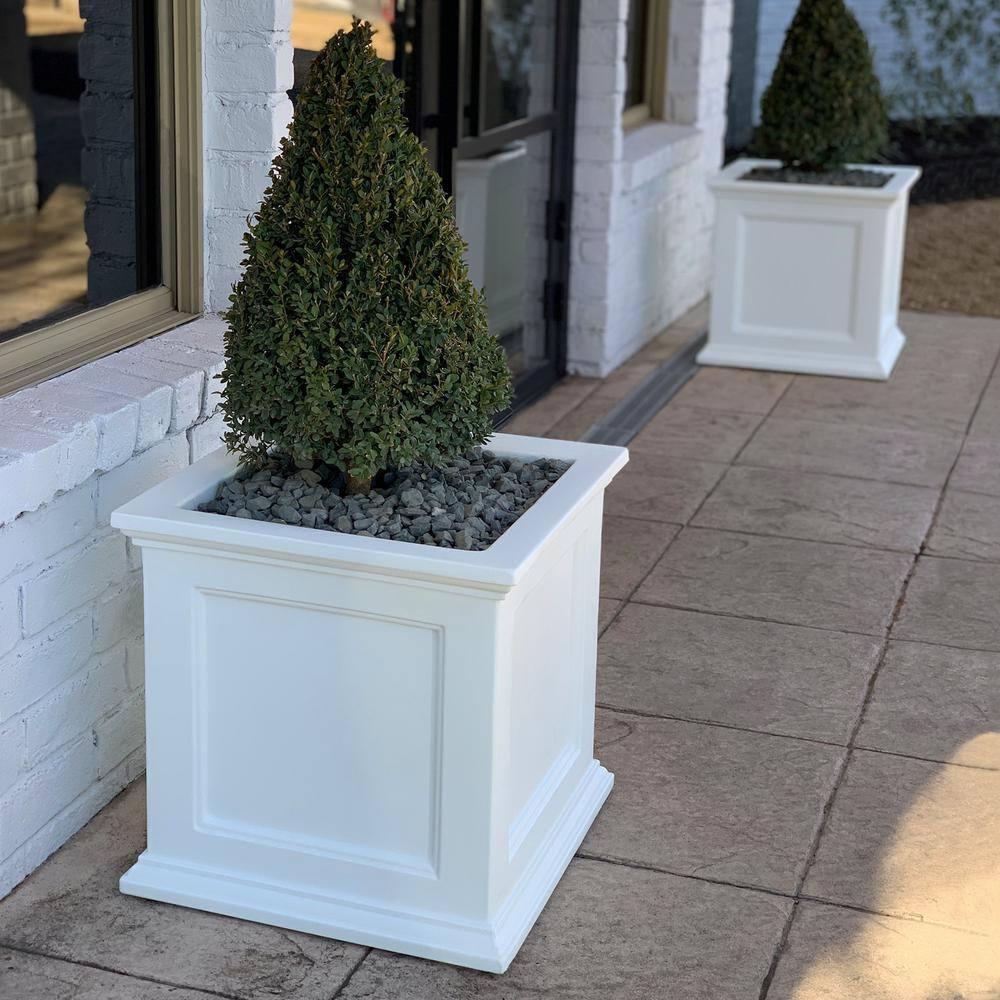 Mayne Fairfield 20" x 20" x 20" Square White Self Watering Plastic Planter