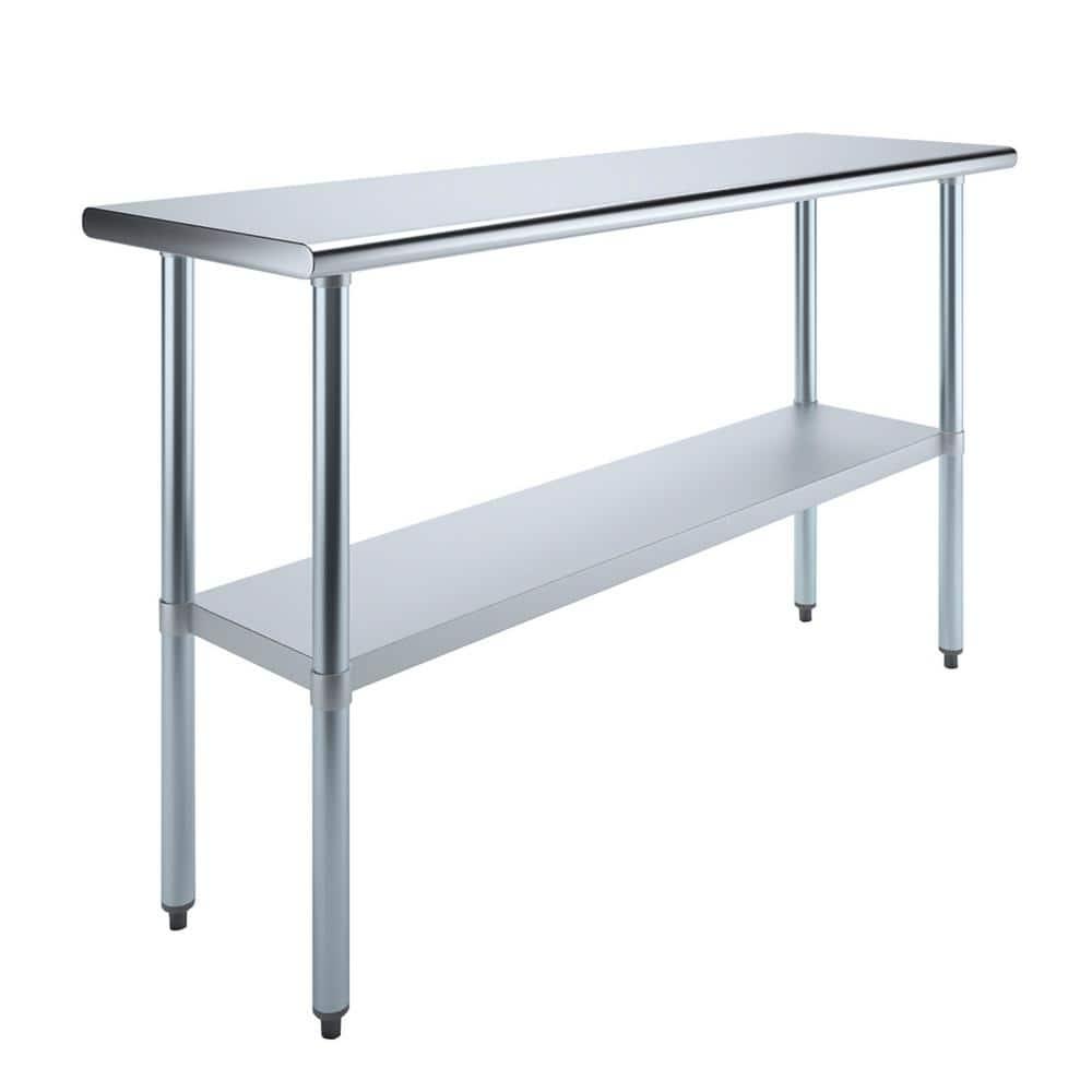 Amgood Stainless Steel Work Table with Undershelf. Metal Prep Table. NSF - Certified