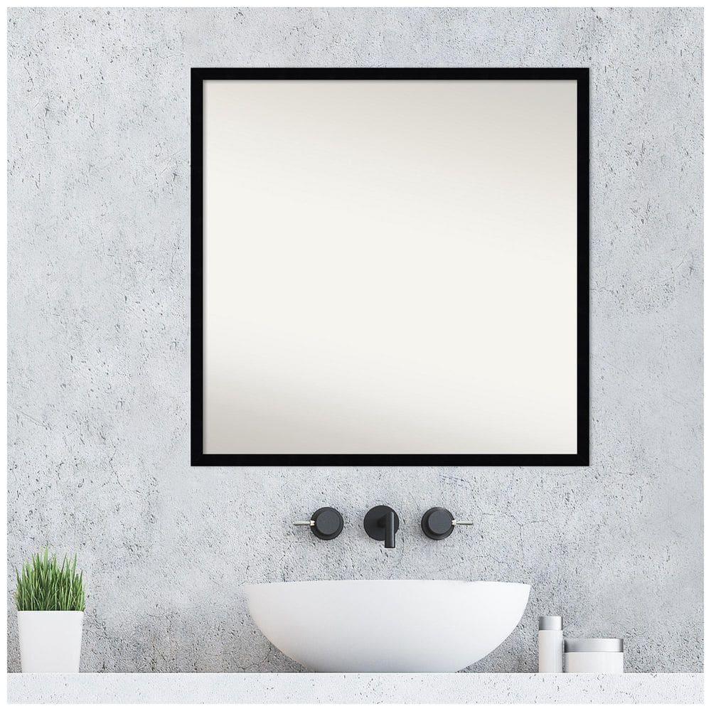Amanti Art Svelte Noir Black Non-Beveled Wood Bathroom Wall Mirror 27.5 x 27.5 in.