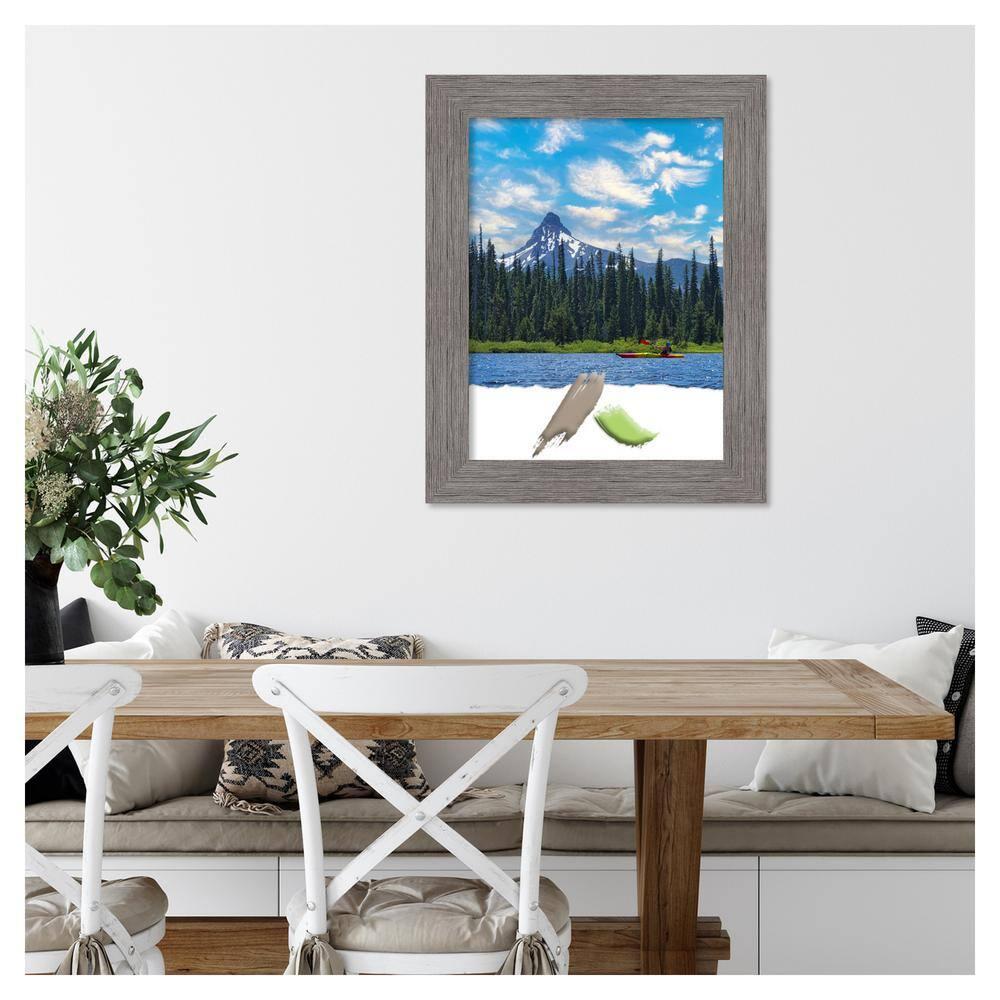 Amanti Art Pinstripe Plank Grey Picture Frame Opening Size 18x24 in.