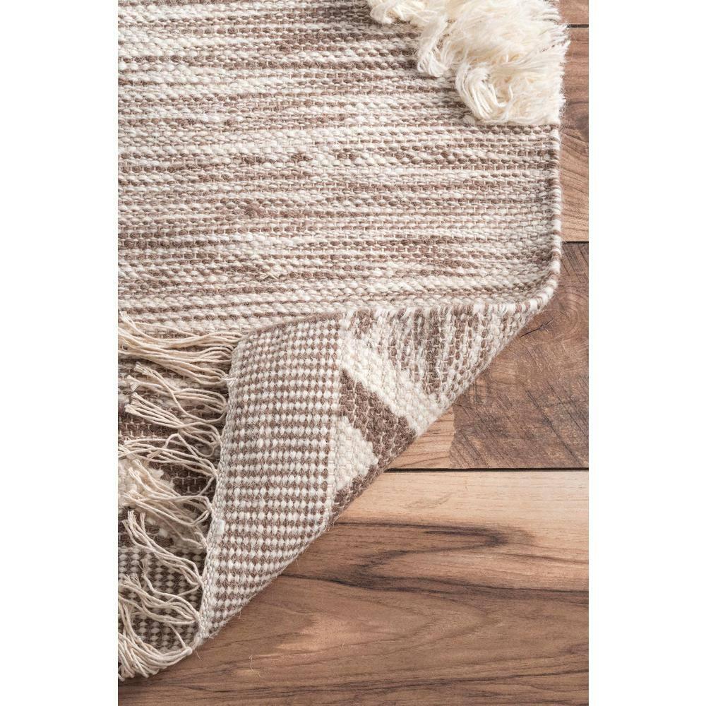 Nuloom Savannah Geometric 2x3 Wool Accent Indoor Area Rug for Living Room Bedroom Dining Room Entryway Kitchen, Beige/Ivory