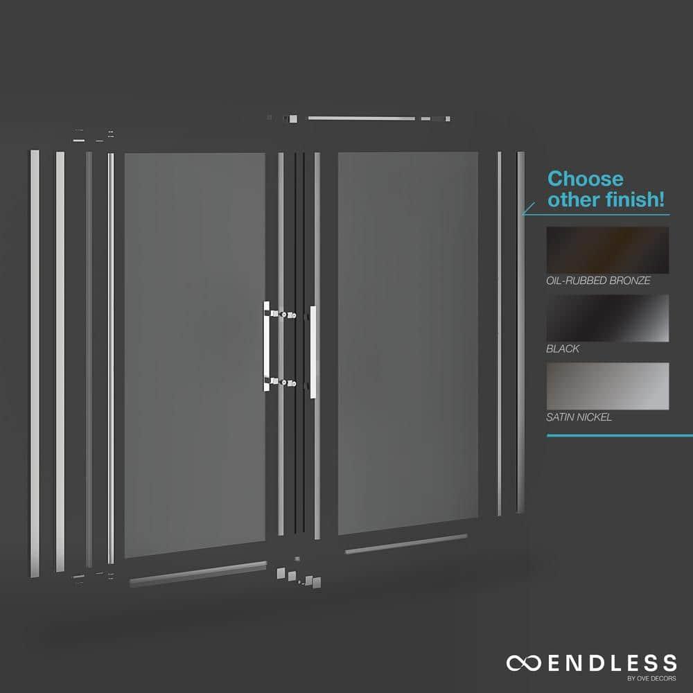 Endless Pasadena 32" W x 72" H Corner Frameless Shower Kit, Door, Panel