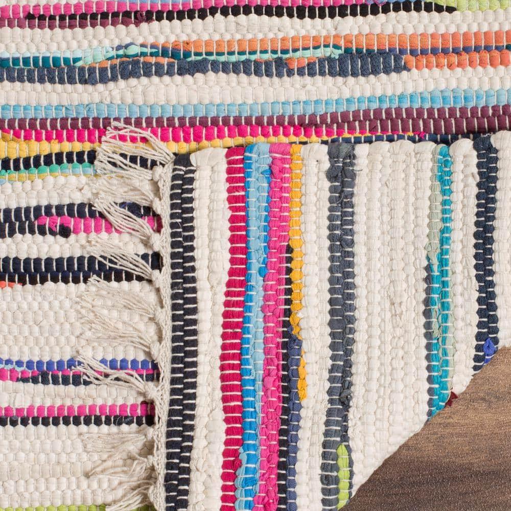 Rag Rug RAR126 Hand Woven Indoor Accent Rug - Ivory/Multi - 2'x3' - Safavieh.