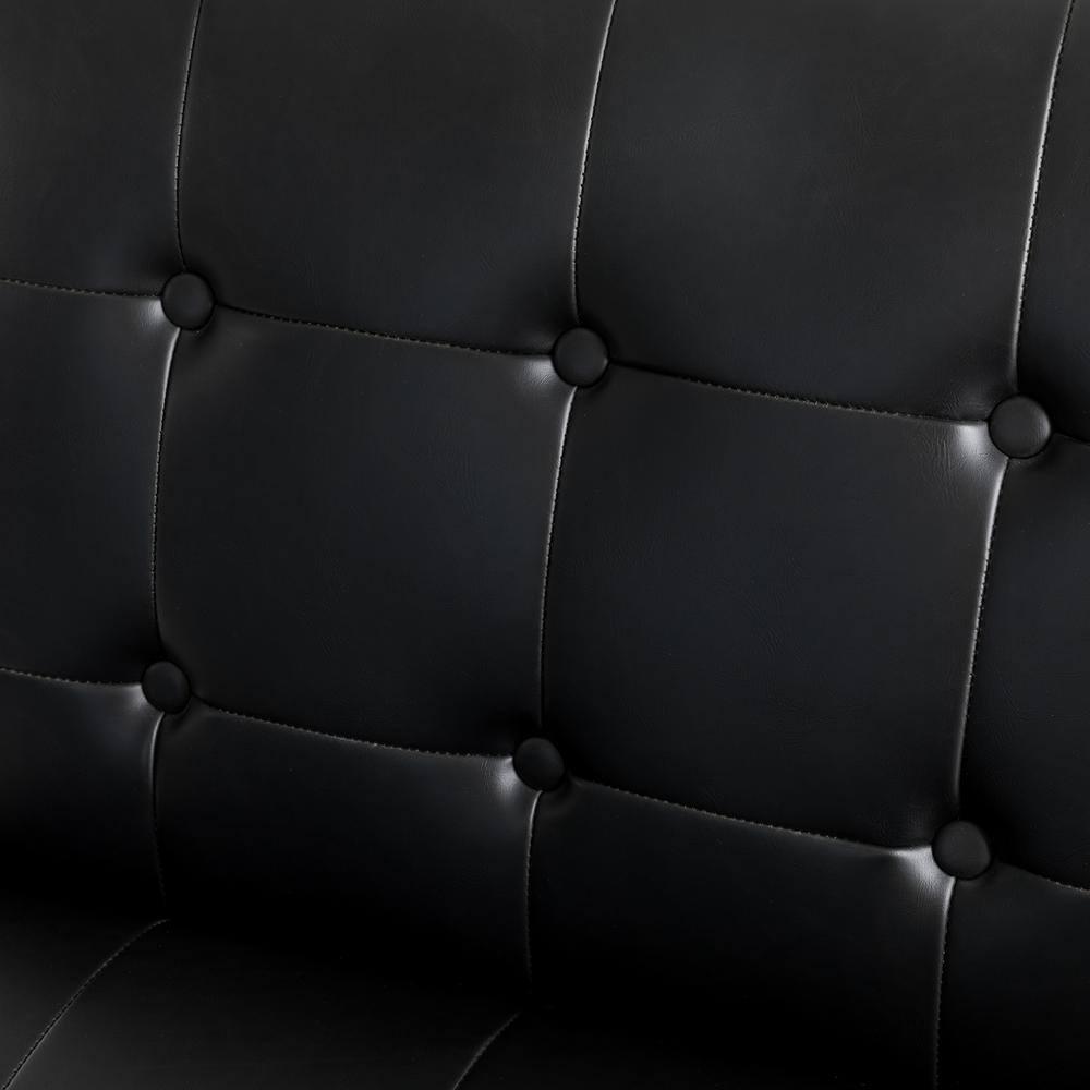 Glitzhome 31.50"H Accent Arm Chair PU Leather Button-tufted Ergonomic Chair with Black Metal Frame for Living Room Bedroom