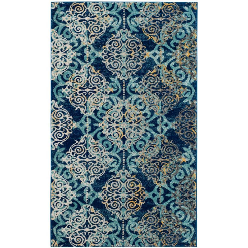 Evoke EVK230 Power Loomed Indoor Accent Rug - Royal/Light Blue - 3'x5' - Safavieh