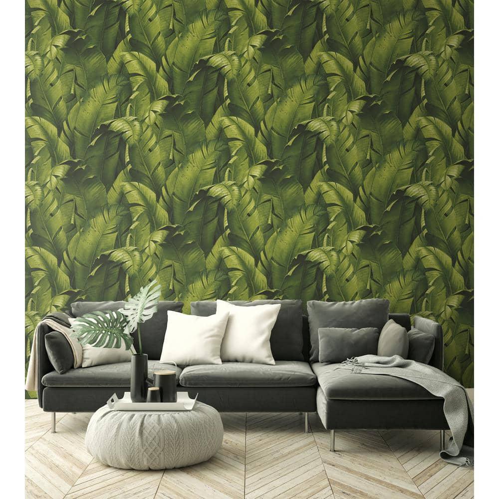 NextWall NW31000 Tropical Banana Leaves Peel & Stick Wallpaper, Green
