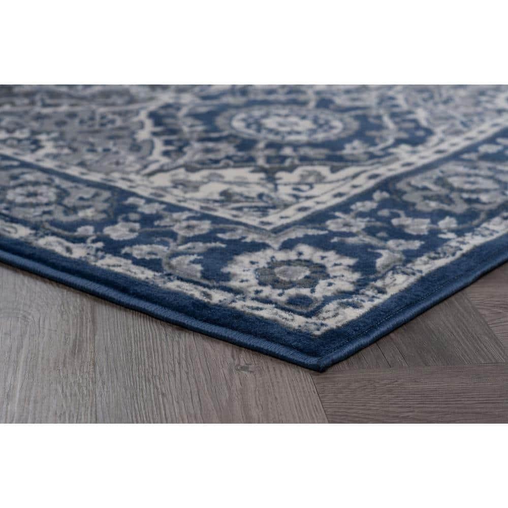 Tayse Madison Area Rug MDN3607 Traditional Navy Rings Repeat 2' x 3' Rectangle