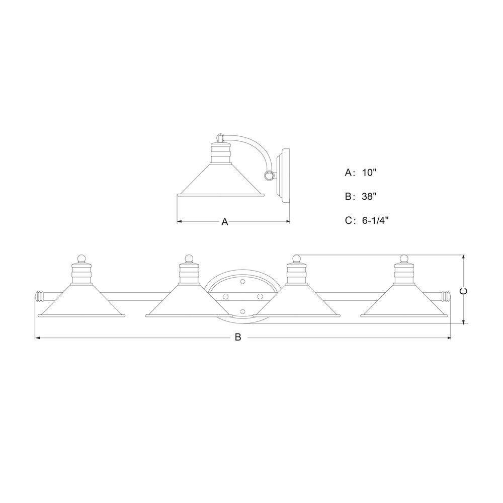 VAXCEL Akron Modern Farmhouse Bathroom Vanity Light Wall Sconce Fixture, Oil Rubbed Bronze and Matte White, 4 Light, 38 inch