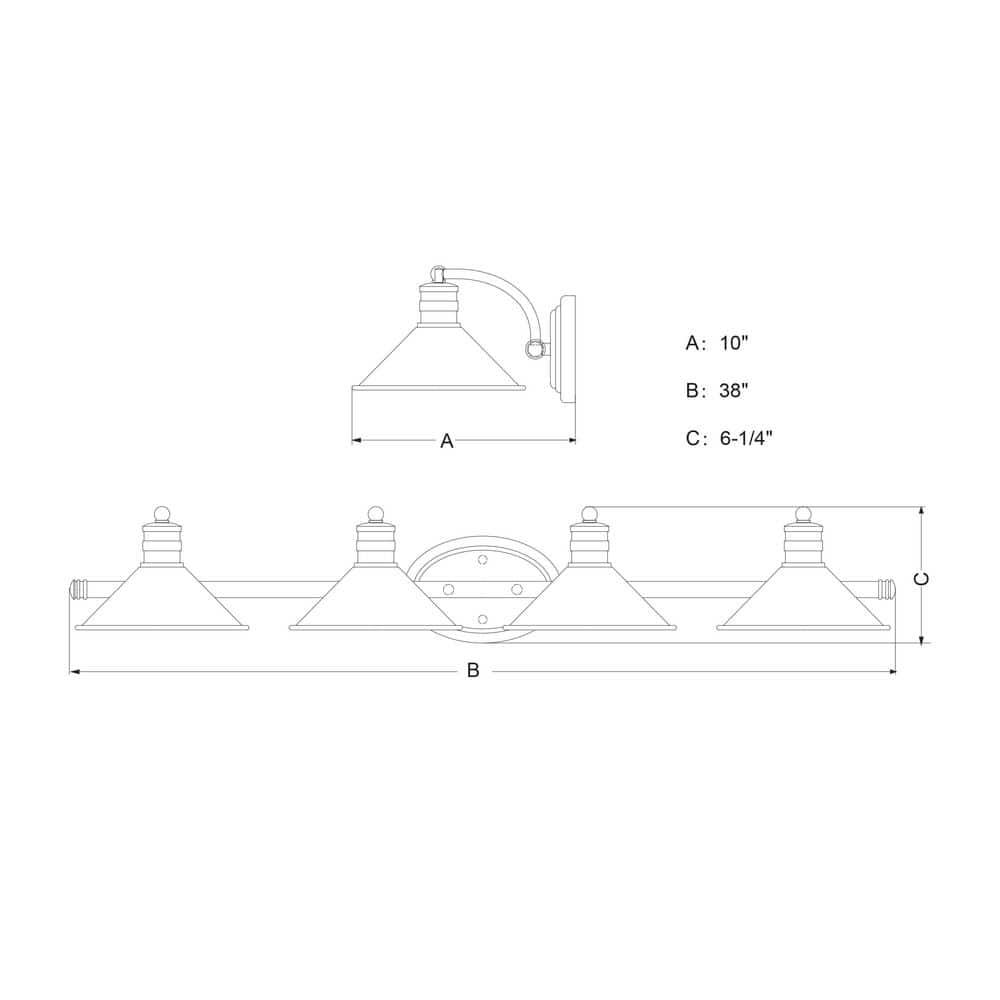 VAXCEL Akron Modern Farmhouse Bathroom Vanity Light Wall Sconce Fixture, Oil Rubbed Bronze and Matte White, 4 Light, 38 inch