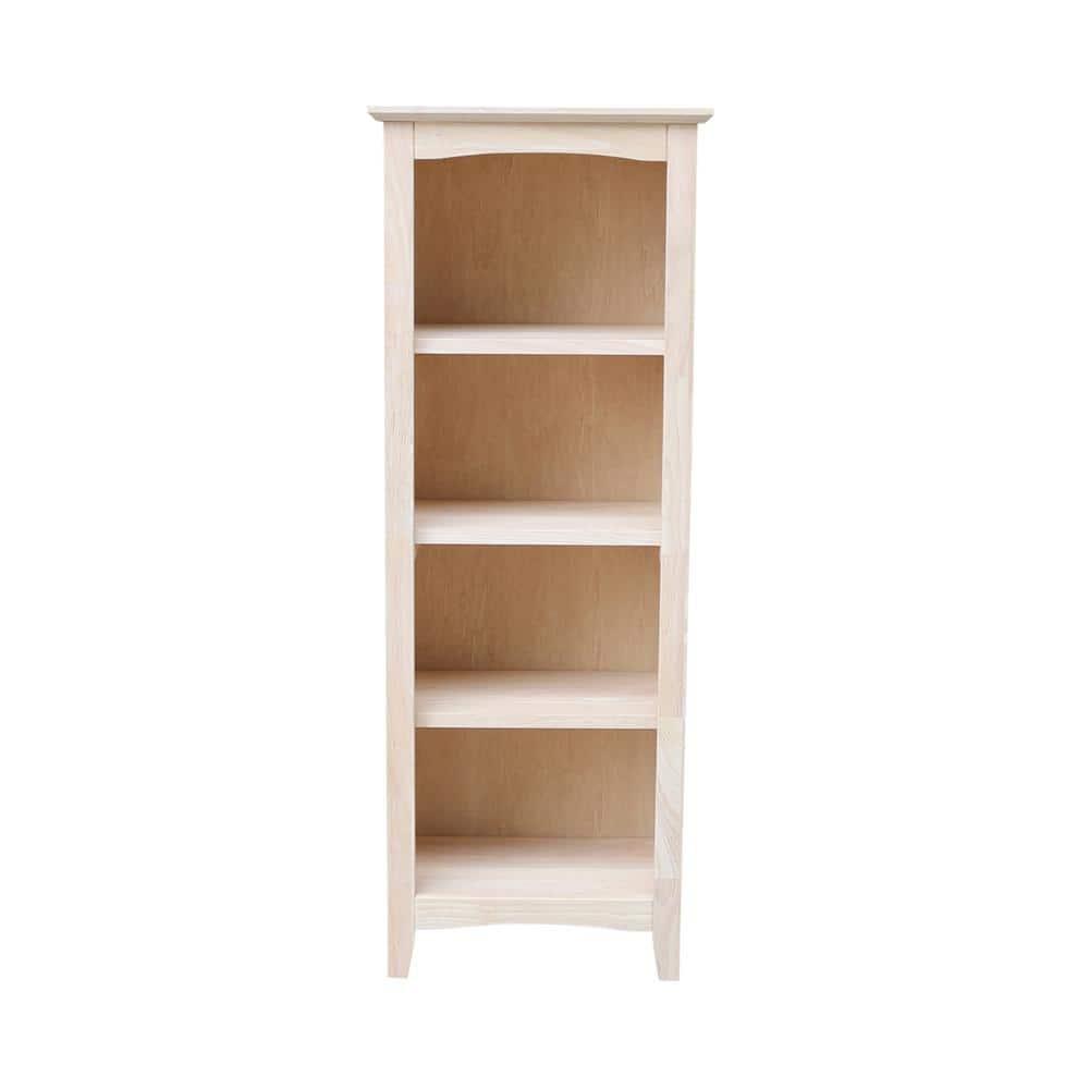 48" Shaker Bookcase Unfinished Brown - International Concepts: Solid Parawood, 3-Tier Storage