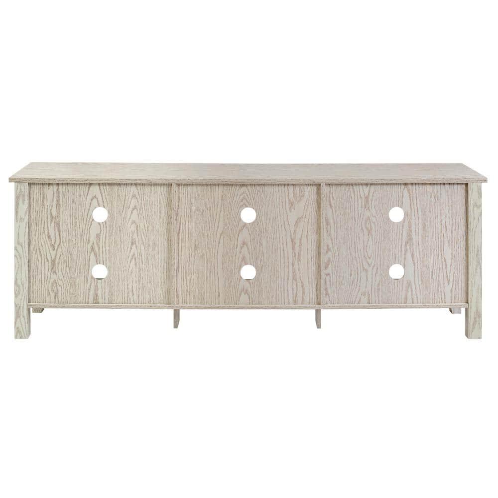 Walker Edison Wren Classic 6 Cubby TV Stand for TVs up to 80 Inches, 70 Inch, White Wash