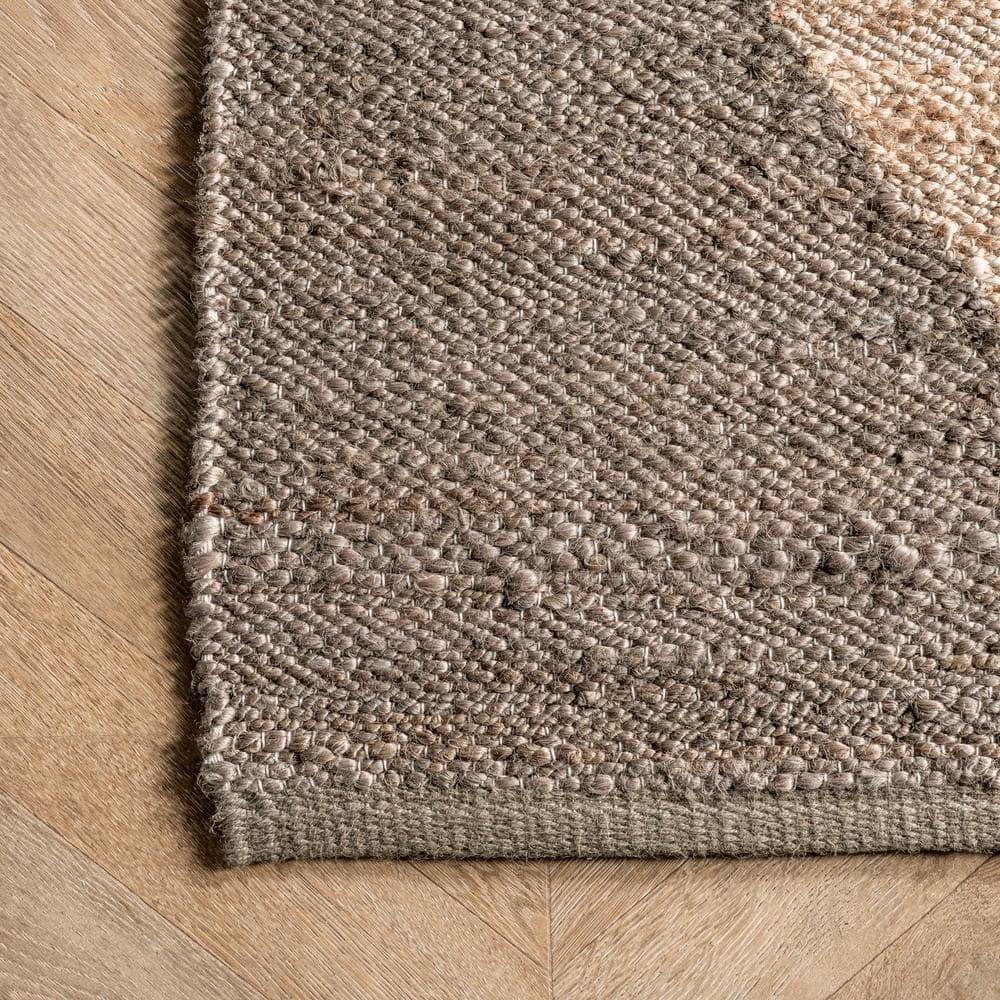 Handcrafted Gray Cotton-Jute Blend Rectangular Rug, 64in