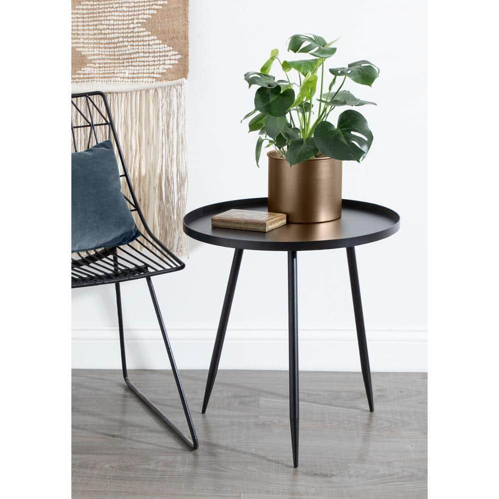Kate and Laurel Duvall Round Metal Side Table, 20x20x20.5, Black