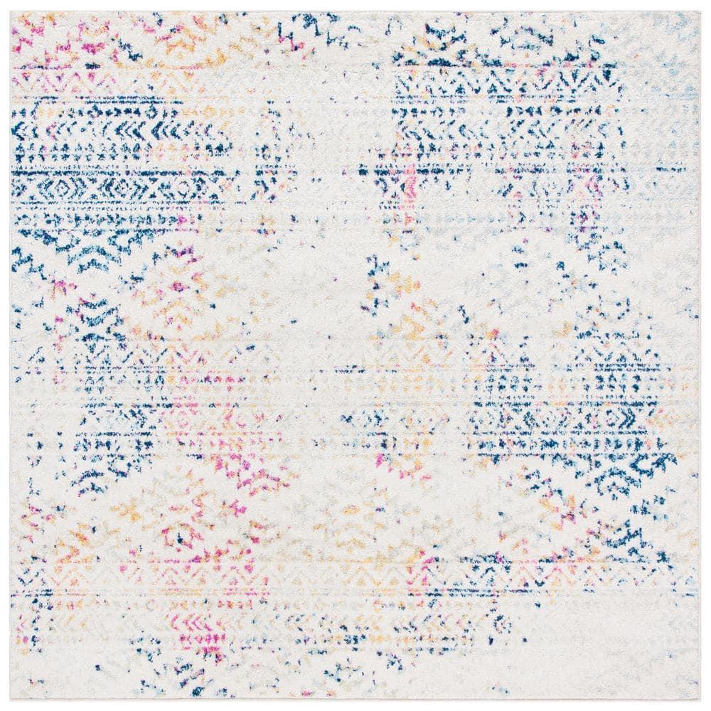 Tulum TUL272 Power Loomed Area Rug - Ivory/Blue - 5'x5' - Safavieh.
