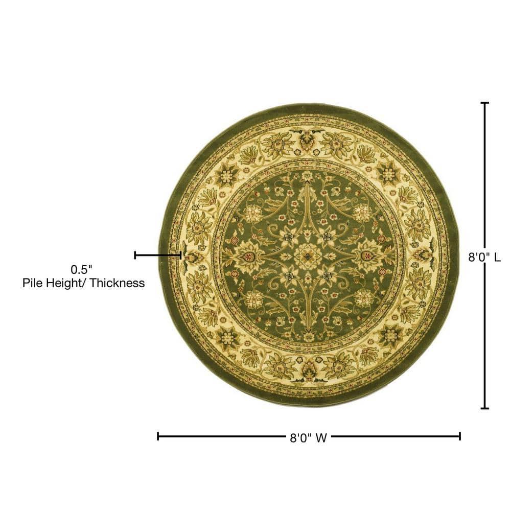 Lyndhurst LNH212 Power Loomed Area Rug - Sage/Ivory - 8' Round - Safavieh
