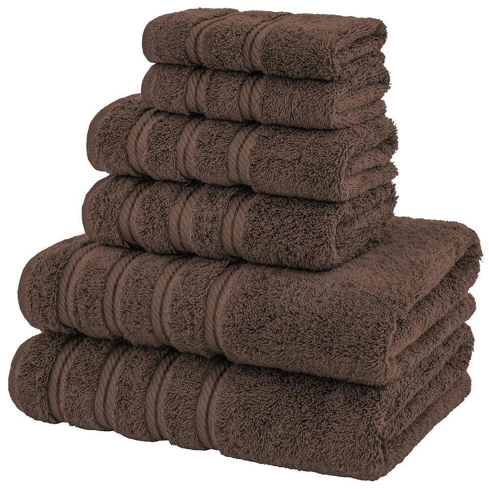 American Soft Linen Bekos 6 Piece Towel Set, 100% Cotton Bath Towel Set for Bathroom, Brown