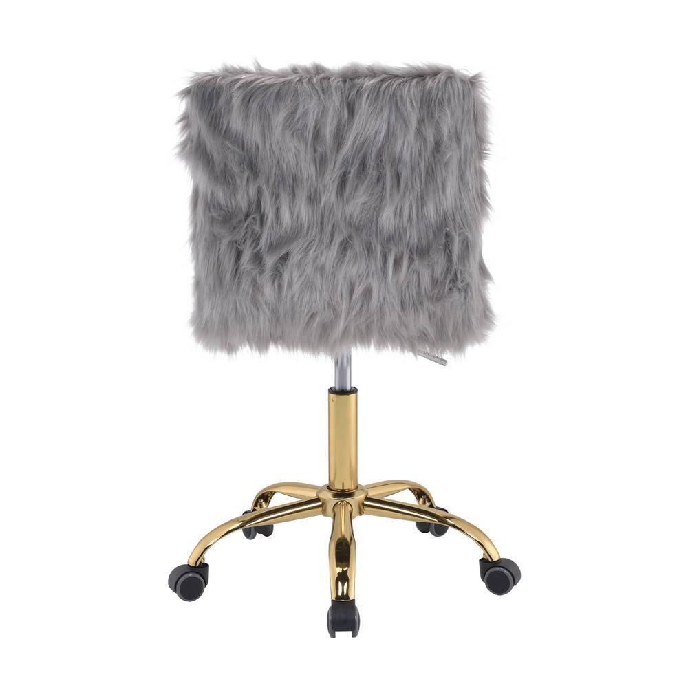 23" Arundell Accent Chair Gray Faux Fur/Gold Finish - Acme Furniture