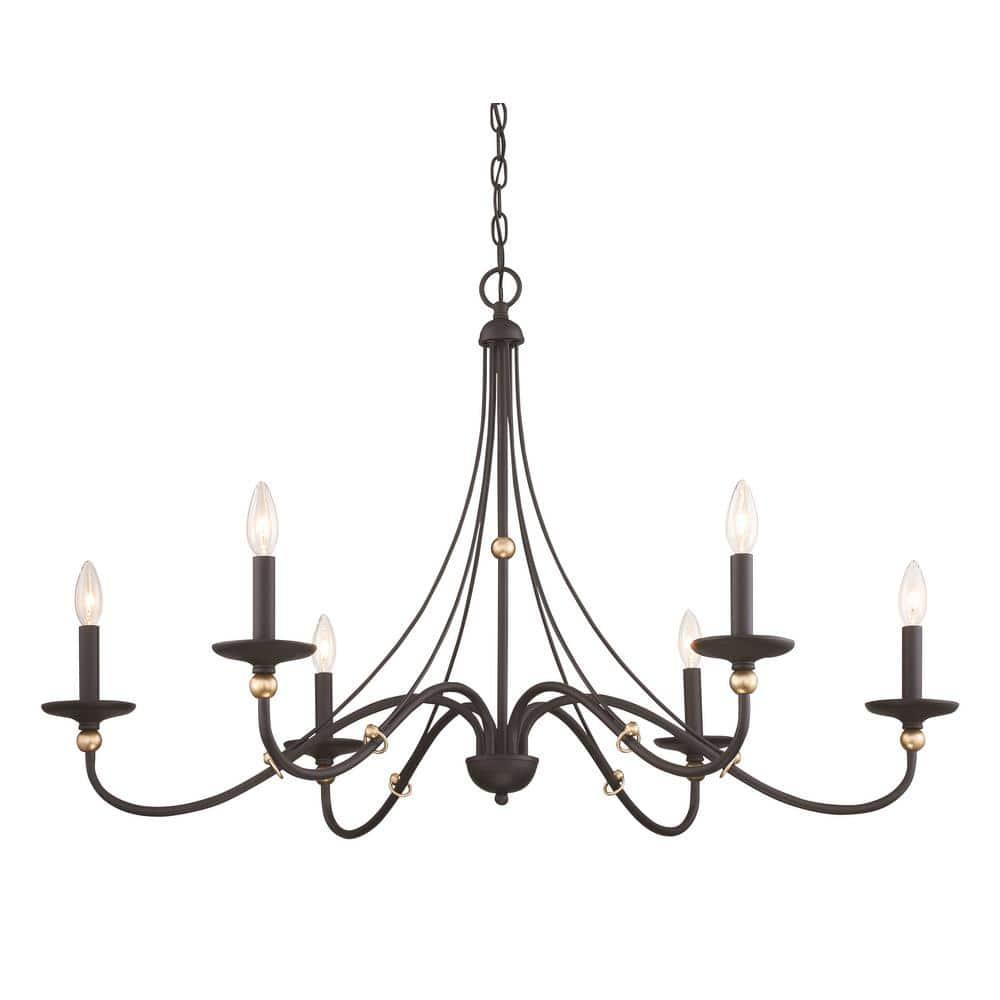 Minka Lavery - Westchester County - Chandelier 6 Light Sand Coal/Skyline Gold