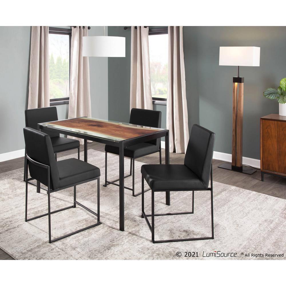 Set of 2 High Back Fuji Dining Chairs: Upholstered, Armless, Steel Frame - LumiSource