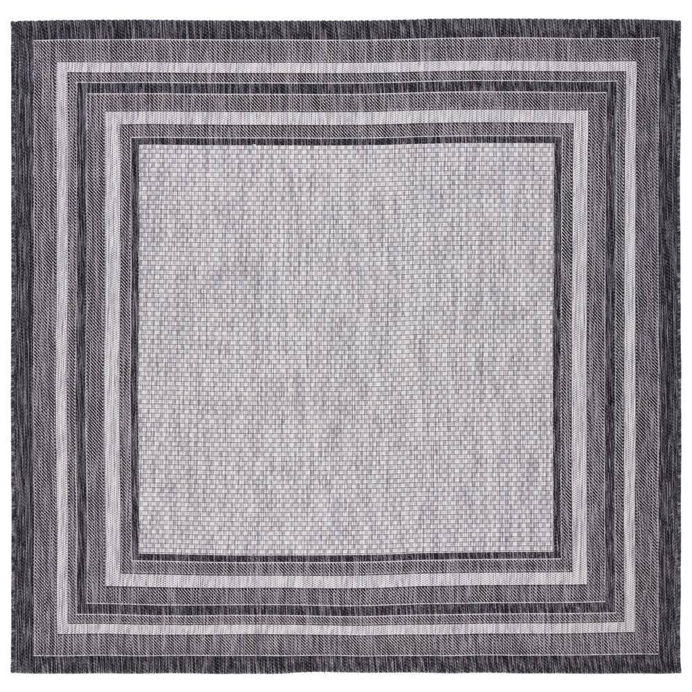 Courtyard CY8475 Power Loomed Indoor and Outdoor Area Rug - Light Grey/Black - 6'7"x6'7" - Safavieh