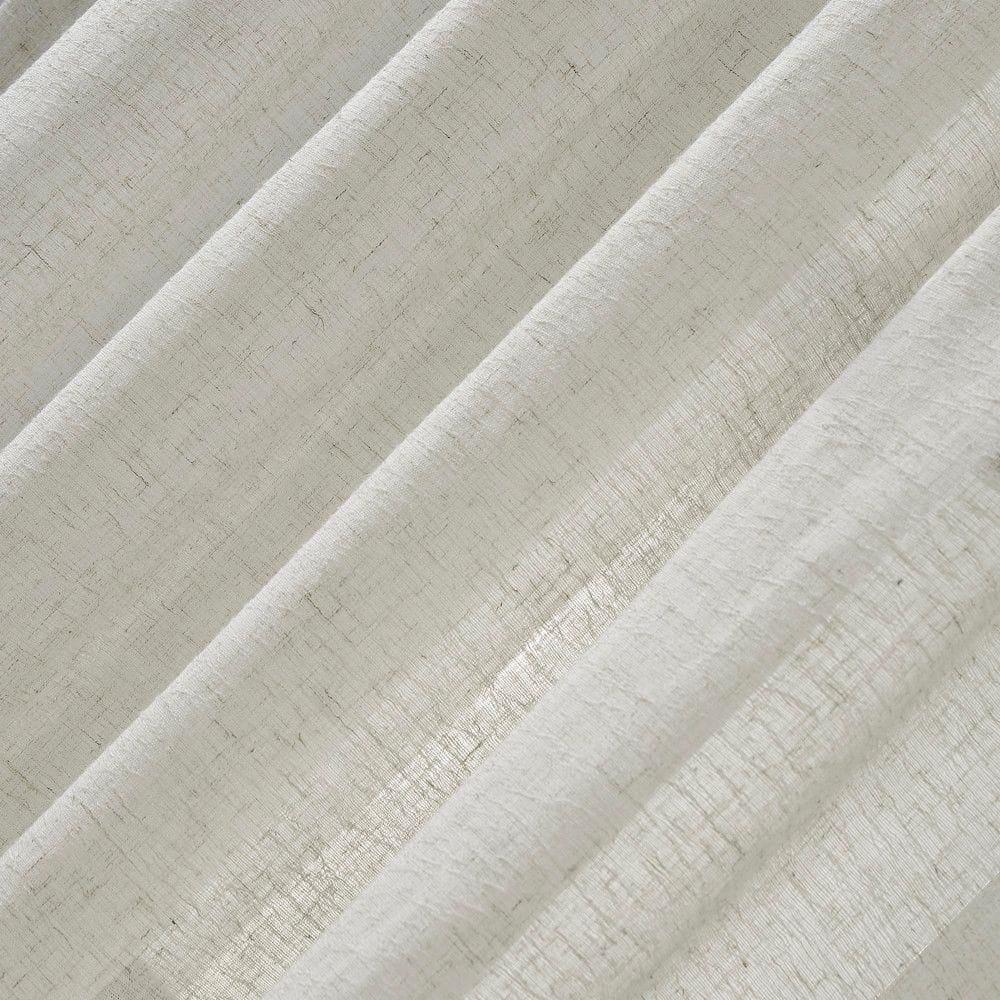 96"x52" Crushed Texture Anti-Dust Sheer Curtain Panel Off White - Clean Window: Modern Linen Rod Pocket