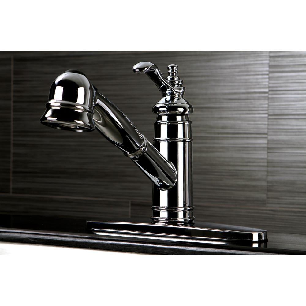 Kingston Brass Templeton Single-Handle 1-or-3 Hole Deck Mount Pull-Out Sprayer Kitchen Faucet