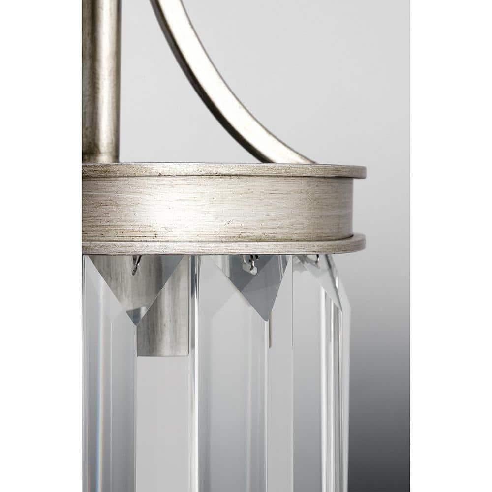 Progress Lighting Glimmer 3-Light Semi-Flush Pendant, Silver Ridge, Prismatic Glass