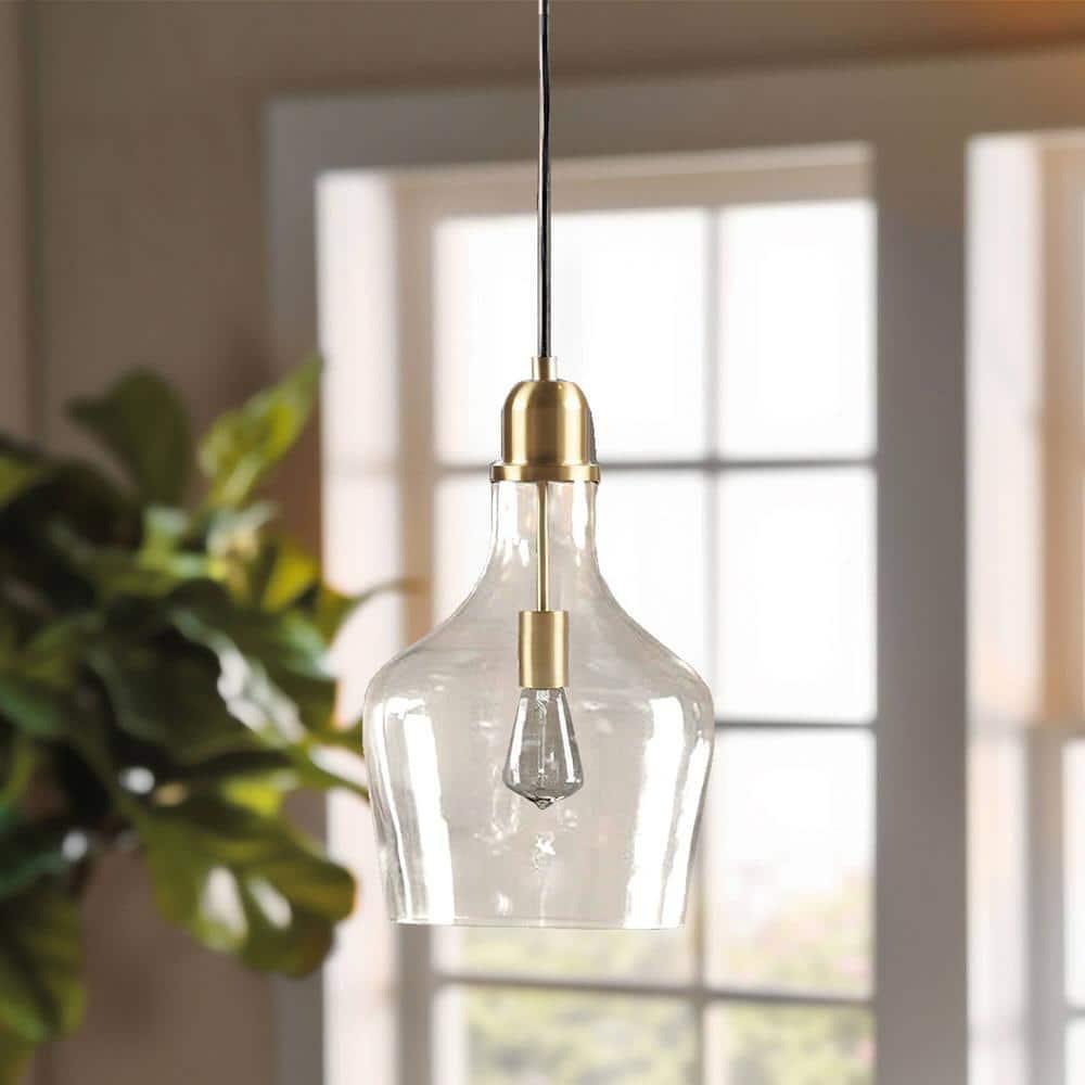 Ink+Ivy 13"x93" Auburn Bell Shaped Hanging Glass Simple Industrial Pendant Light