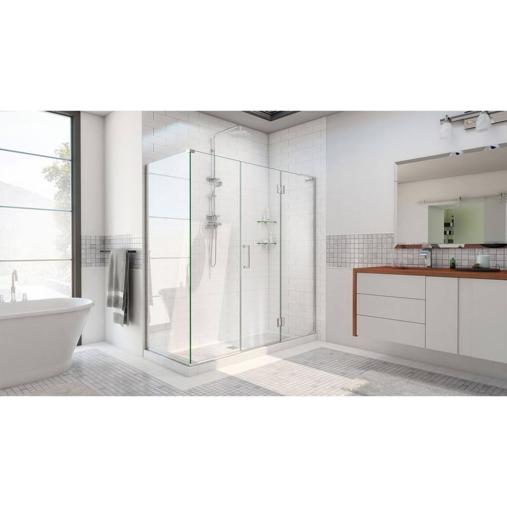 Unidoor-X Frameless Clear Glass Hinged Shower Enclosure, 52.5" x 34.375"