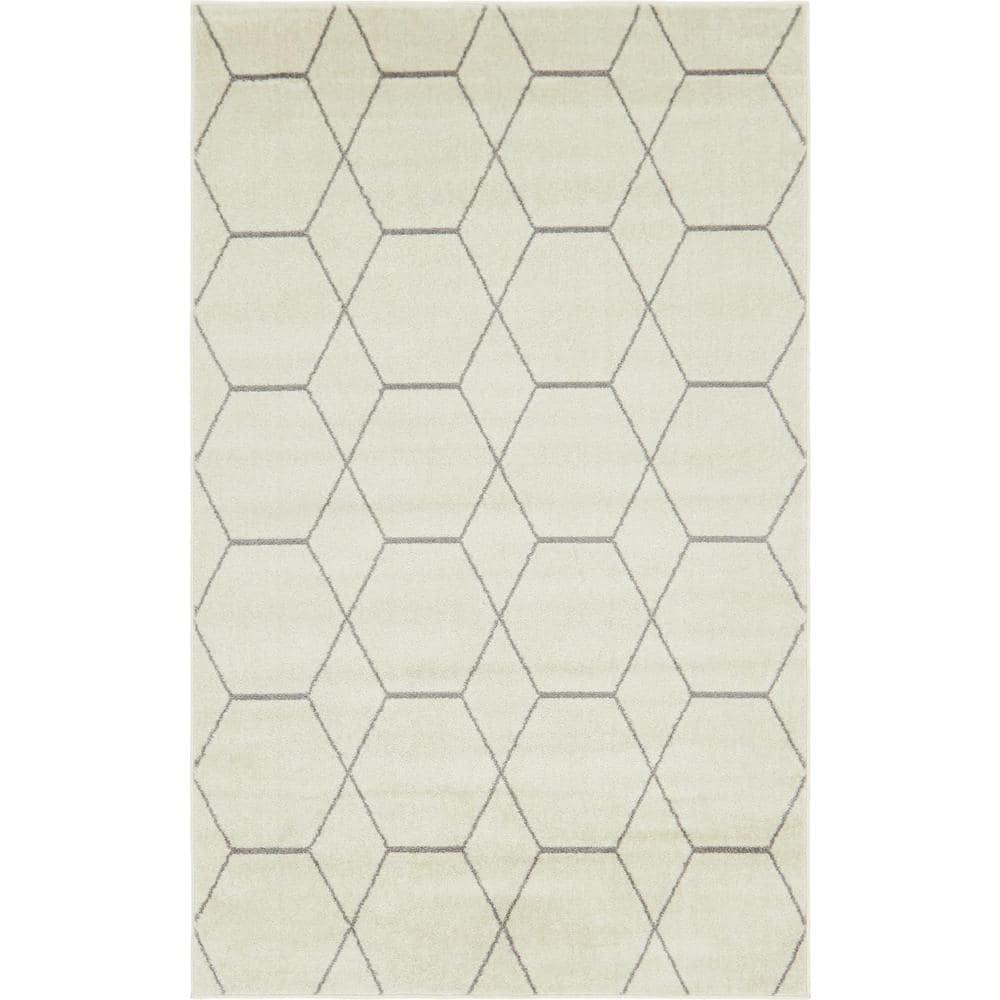Unique Loom 5' 0 x 8' 0 Trellis Frieze Geometric Ivory Area Rug
