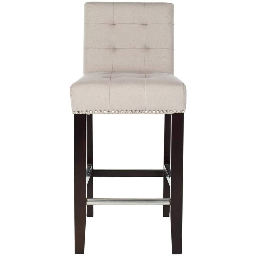 Thompson 23.9" Linen Counter Stool W/ Silver Nailheads - Taupe - Safavieh