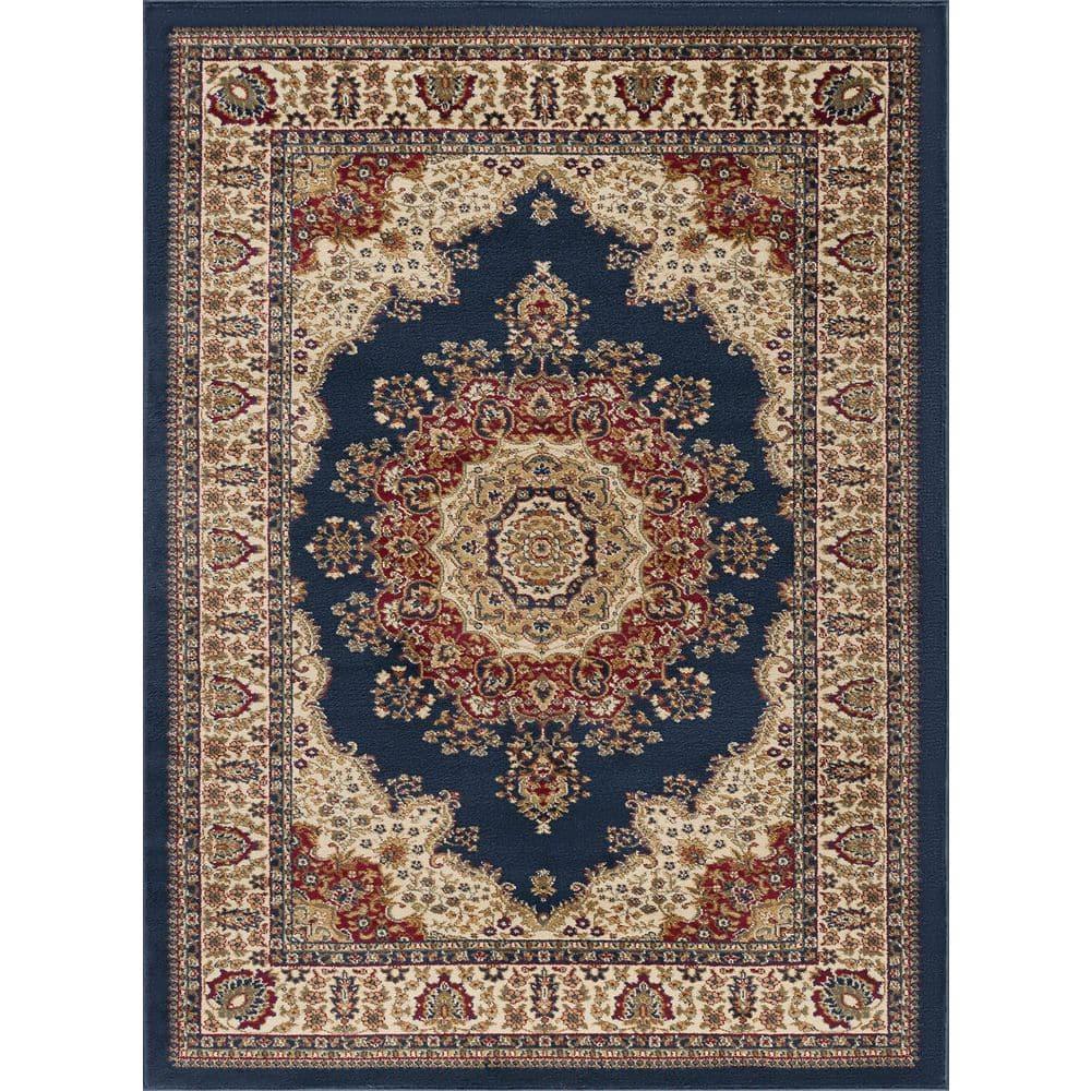 Tayse Sensation Area Rug 4707 NAVY Traditional Navy Blue Medallion Circle 8' 9" x 12' 3" Rectangle