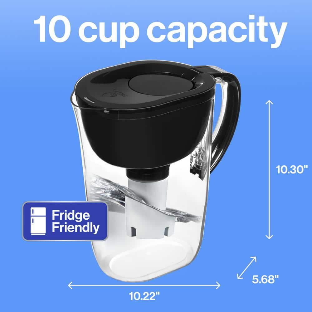 Brita Water Filter 10-Cup Tahoe Water Pitcher Dispenser - Black: Easy-Fill Lid, Electronic Indicator