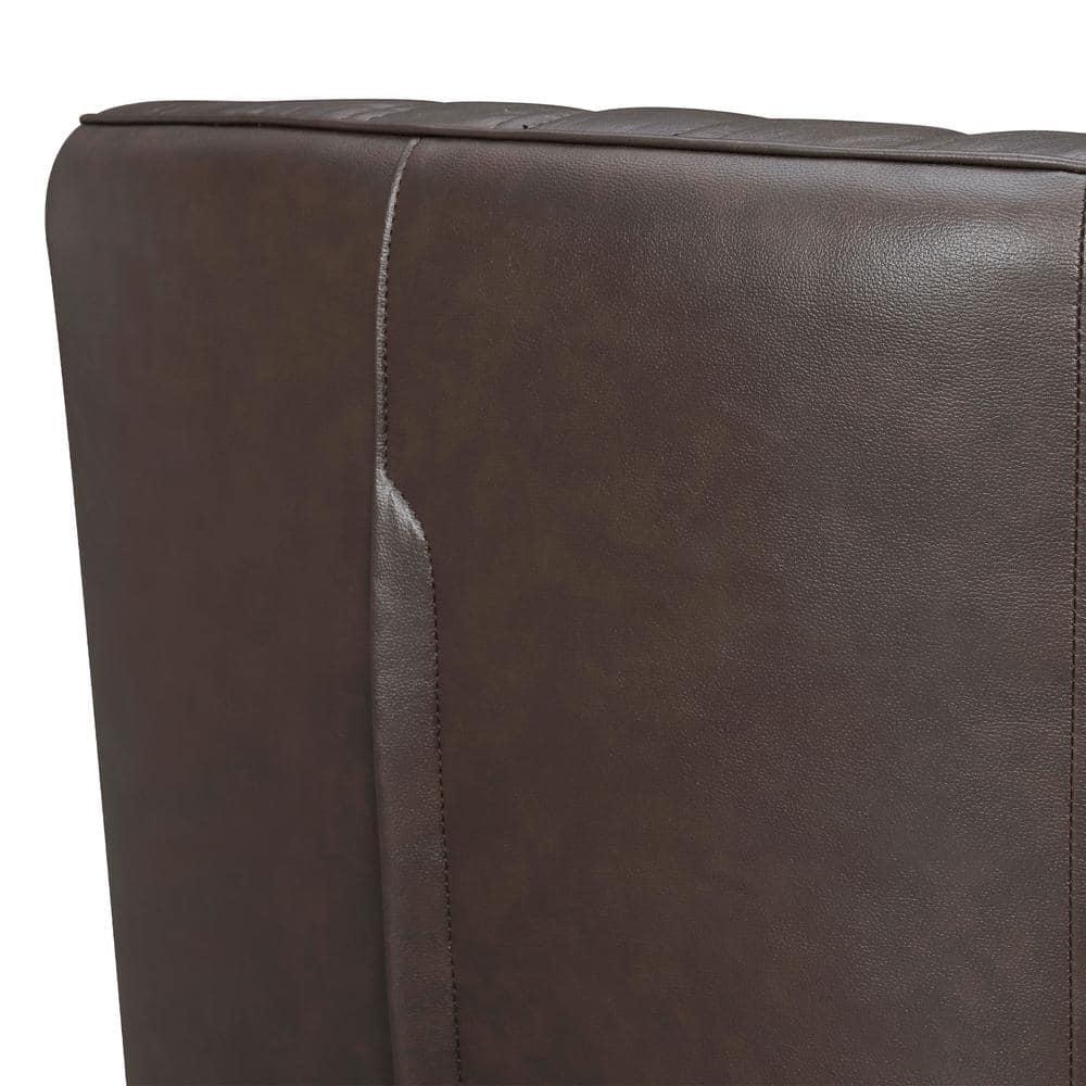 Armen Living Aries 17" Modern Leather Swivel Barrel Chair in Espresso