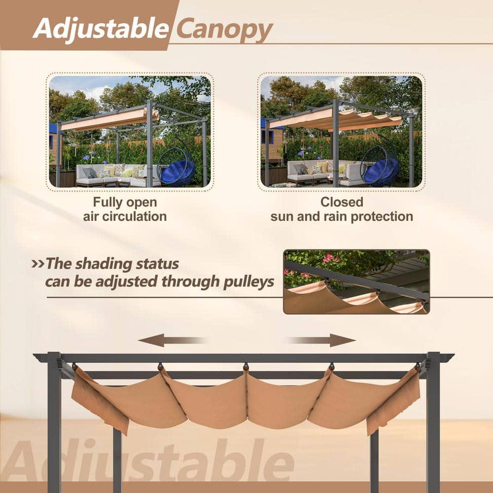 Huisuilinss Kselythan 10'x10'/10'x13' Outdoor Pergola with Retractable Canopy, Aluminium Pergola Shelter, Modern Pergola for Porch Outdoor Party Garden Grill