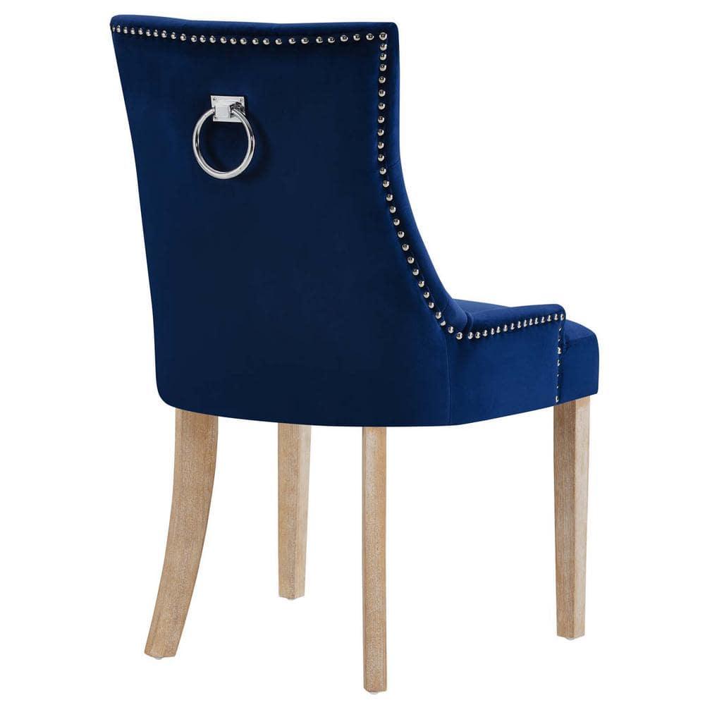 Modway Pose Tufted Performance Velvet Upholstered Dining Chair with Nailhead Trim in Navy