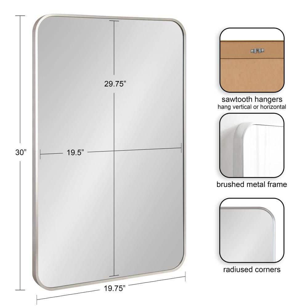 Kate and Laurel Zayda Radius Rectangle Framed Wall Mirror, 20x30, Silver