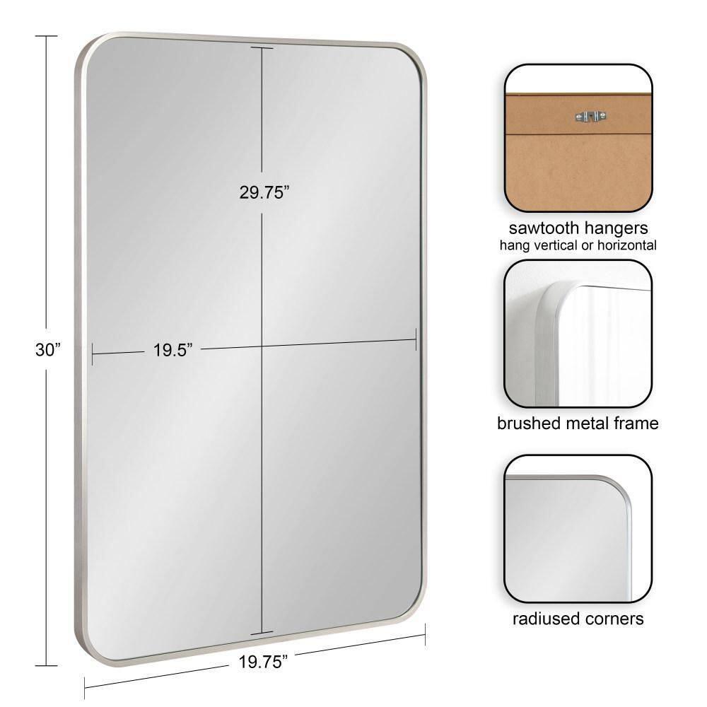 Kate and Laurel Zayda Radius Rectangle Framed Wall Mirror, 20x30, Silver