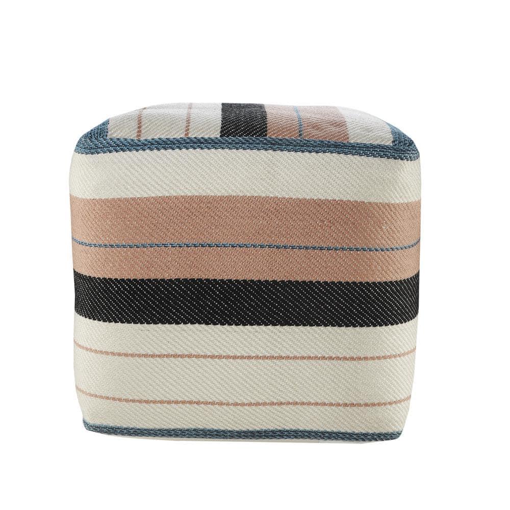 Dakota Fields Argueta Outdoor Performance Striped Pouf Ottoman